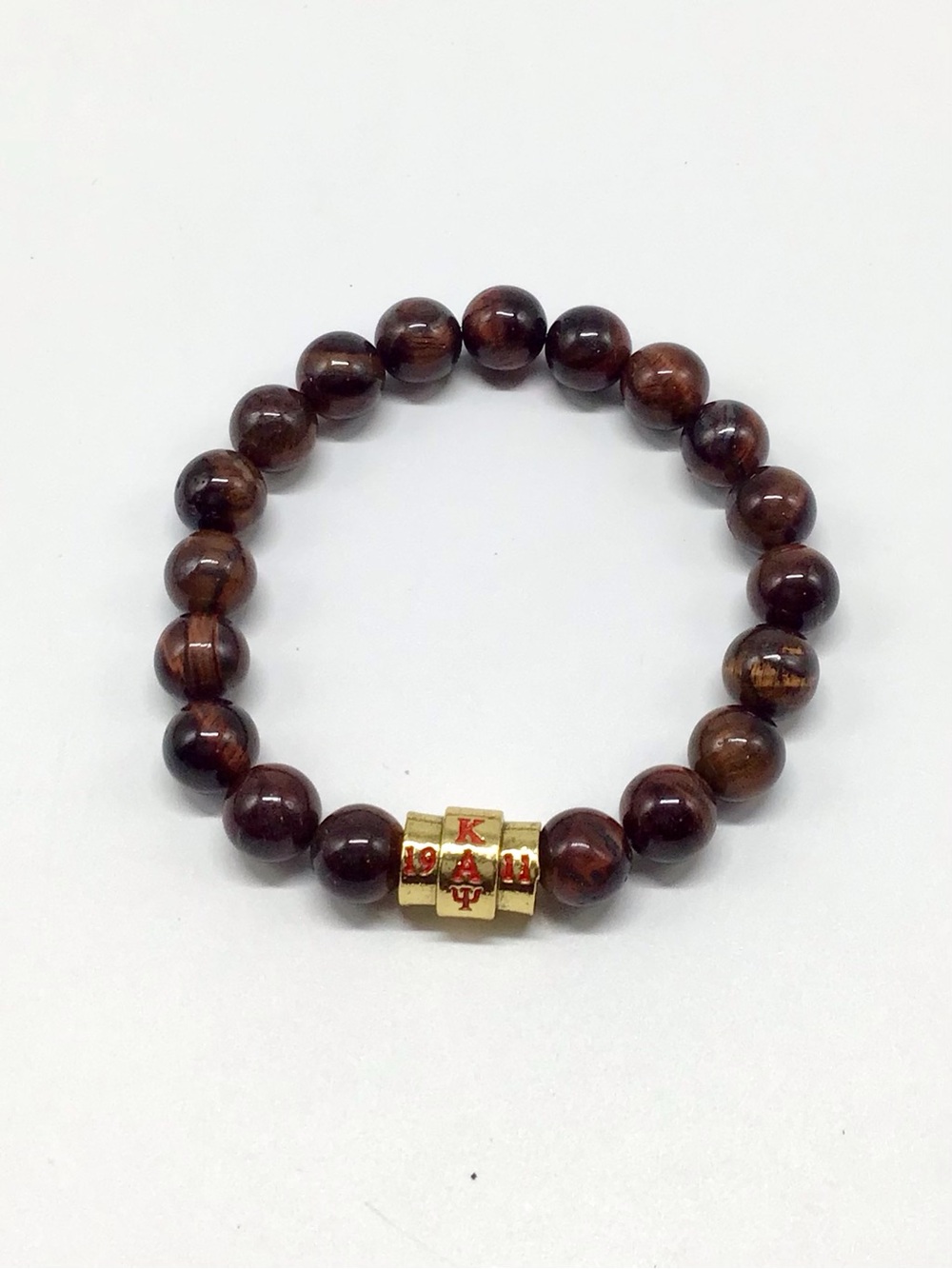 Kappa Alpha Psi Tiger Eye Stone Beaded Stretch Bracelet - Picture 2 of 4